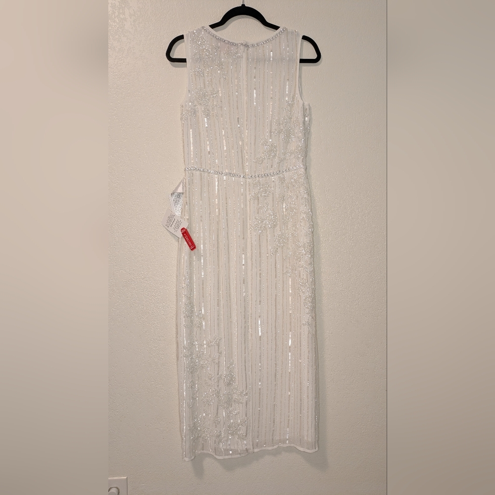 Mac Duggal Ivory Sequin Embellished Midi Dress - Picture 5 of 14